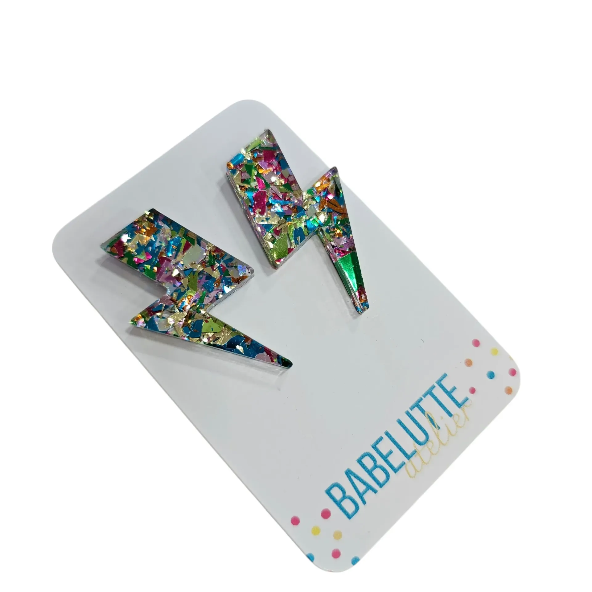 Boucles d’Oreilles Babelutte Création – Bijoux Colorés en Plexiglas - éclair