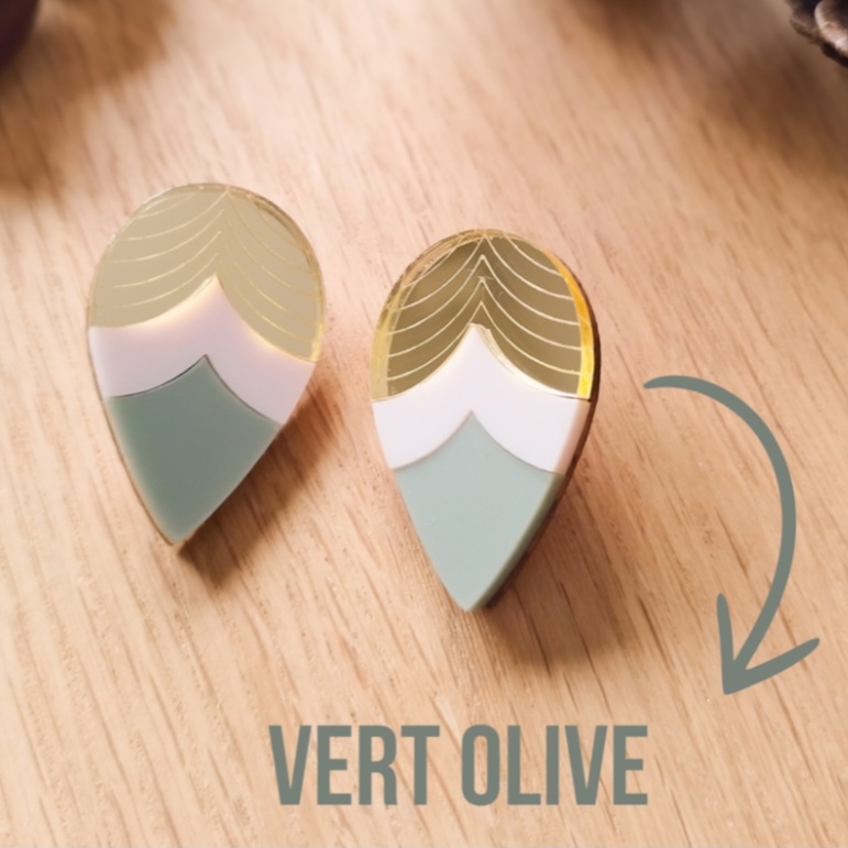 Babelutte - Boucles d'oreilles - goutte vert olive 