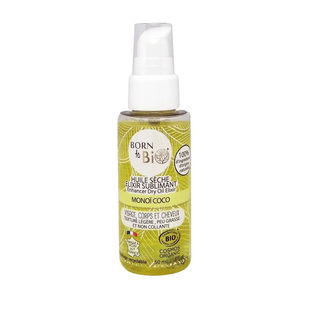 Huile Sèche Élixir Sublimant Coco & Monoï – Born to Bio – 50 ml