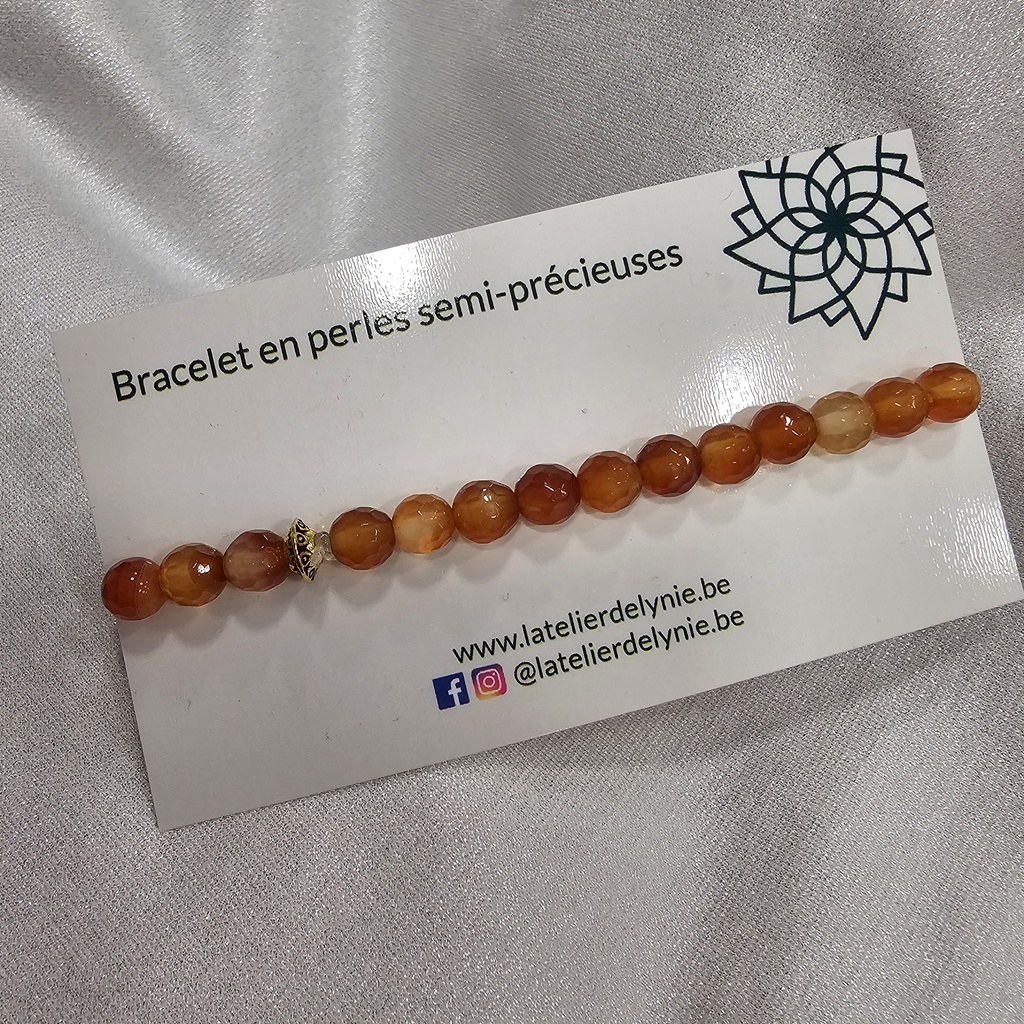 Bracelet pierres semi-précieuses - Cornaline - 8 mm 