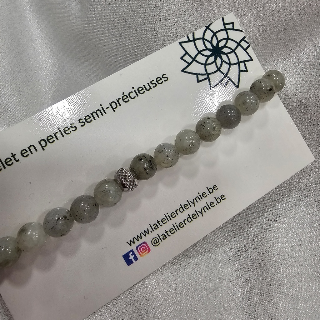 Bracelet pierres semi-précieuses - Labradorite - 10 mm