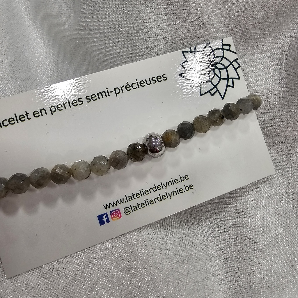 Bracelet pierres semi-précieuses - Labradorite - 8 mm 