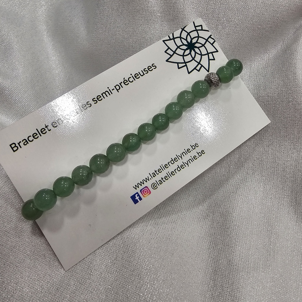 Bracelet pierres semi-précieuses - Aventurine - 8 mm