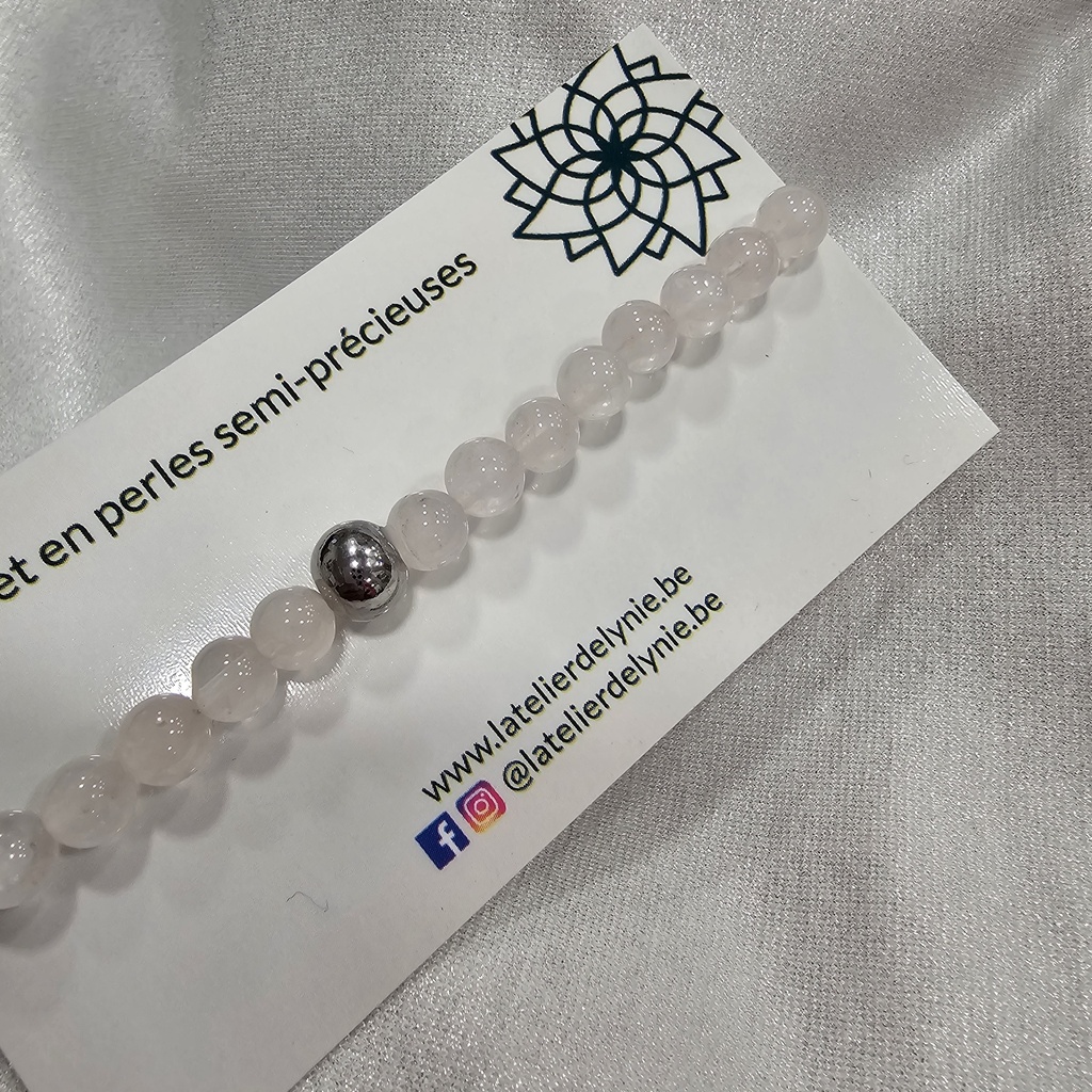 Bracelet pierres semi-précieuses - Quartz rose - 8 mm