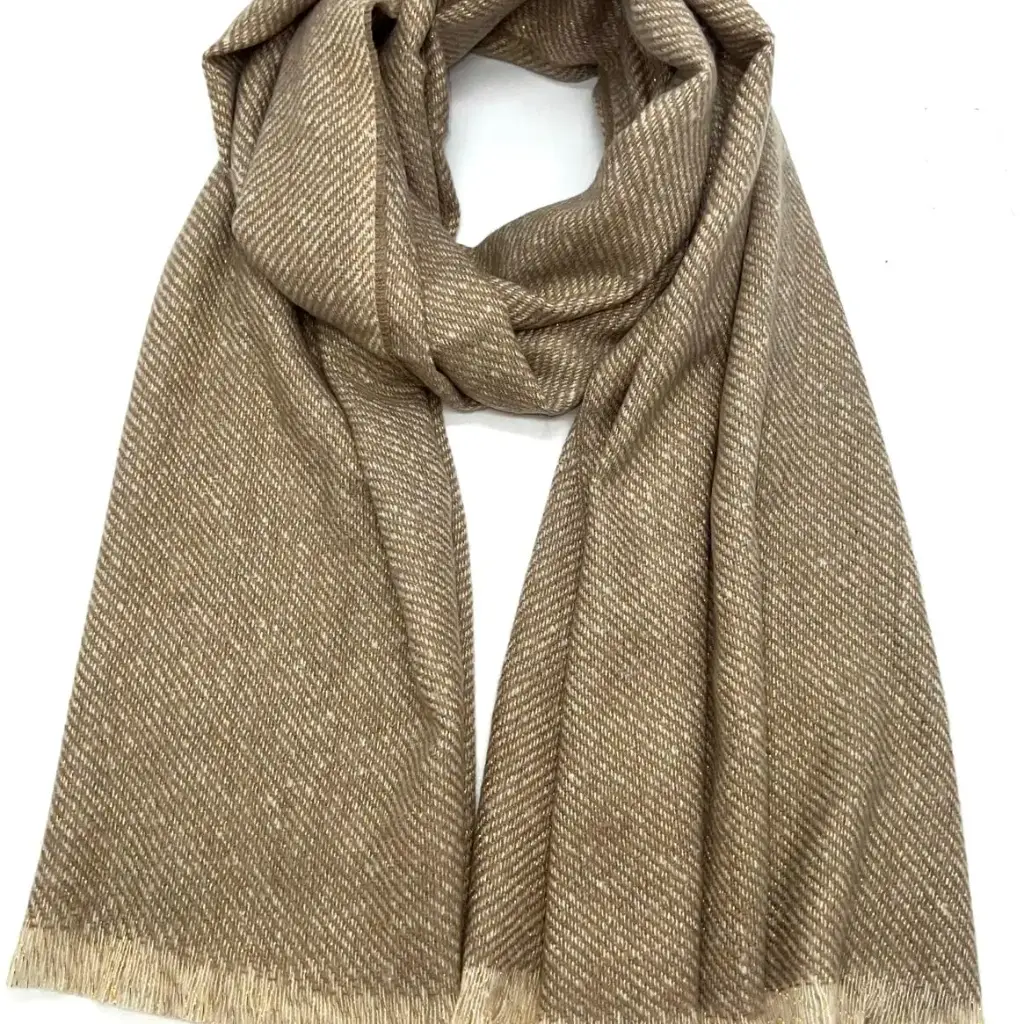 Lineta - Echarpe uni avec lurex - Brun
