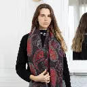 Lineta - Echarpe imprimé motif cachemire - Noir