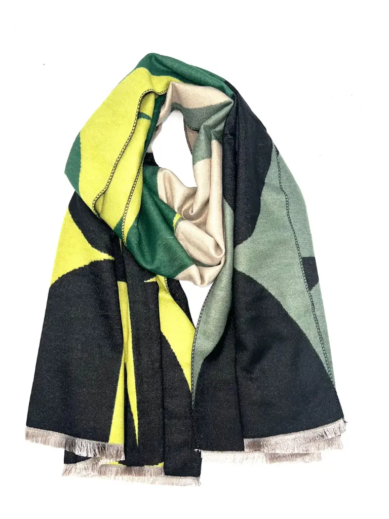 Lineta - Echarpe chic motifs géométriques vert