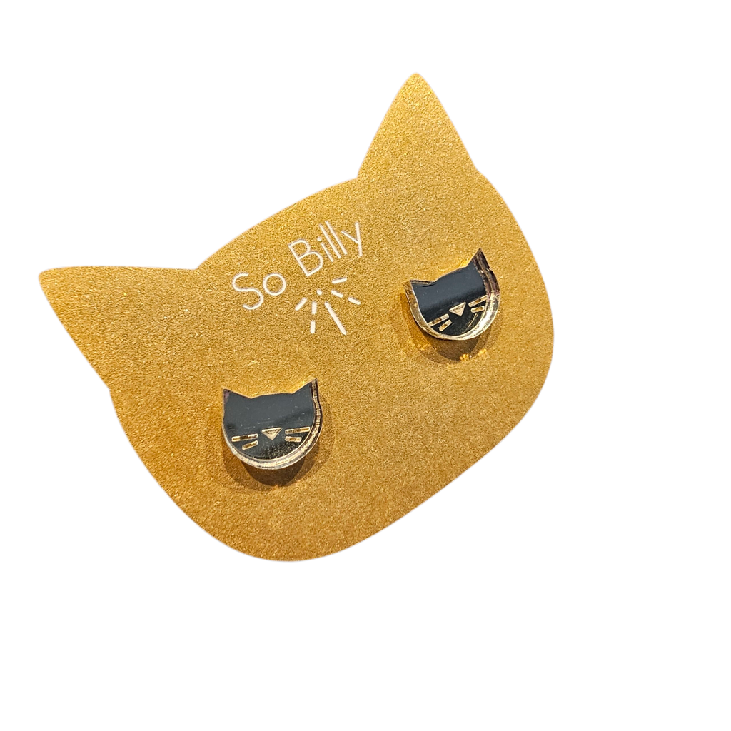 Boucles d’oreilles puces vertes “Silhouette chat” – So Billy