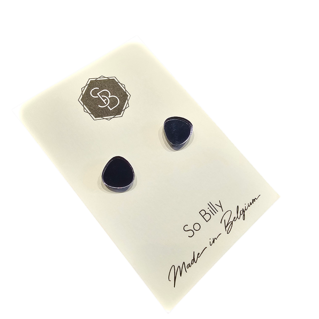 Boucles d’oreilles puces noires So Billy – Plexi design made in Belgium