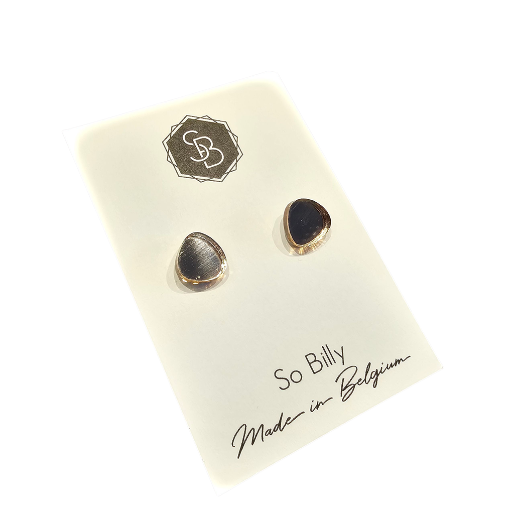 Boucles d’oreilles puces dorées rose So Billy – Plexi design made in Belgium