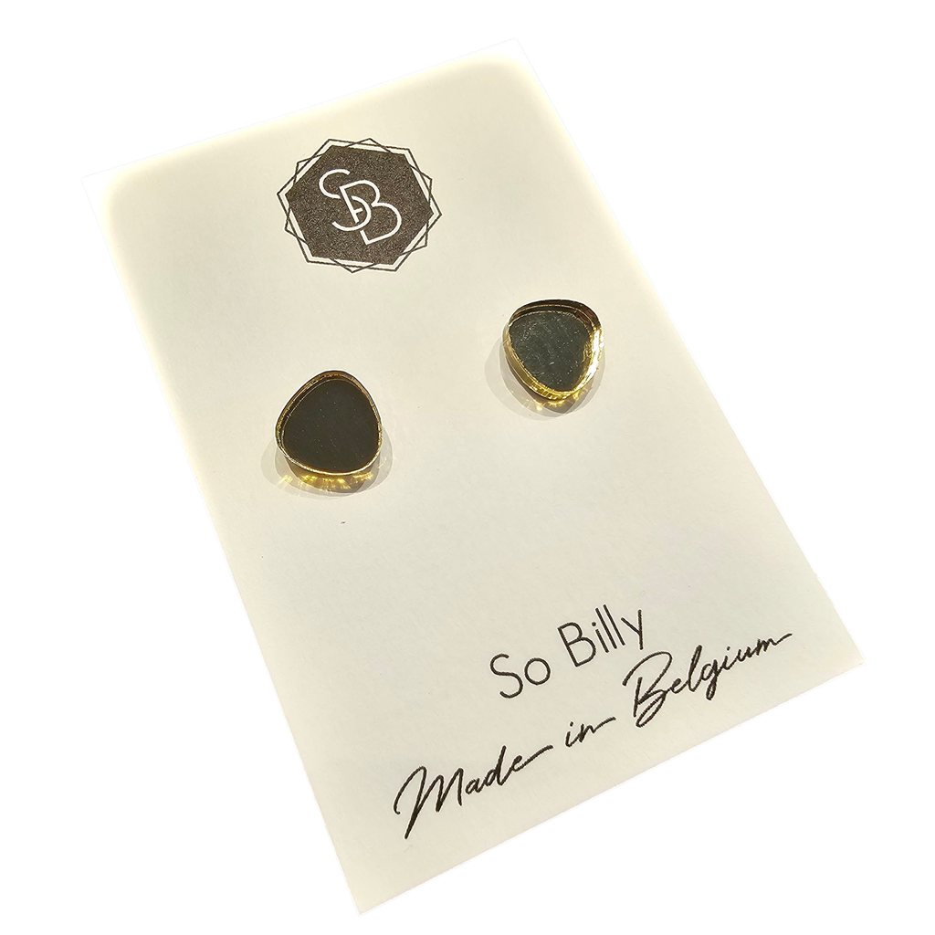 Boucles d’oreilles puces dorées So Billy – Plexi design made in Belgium