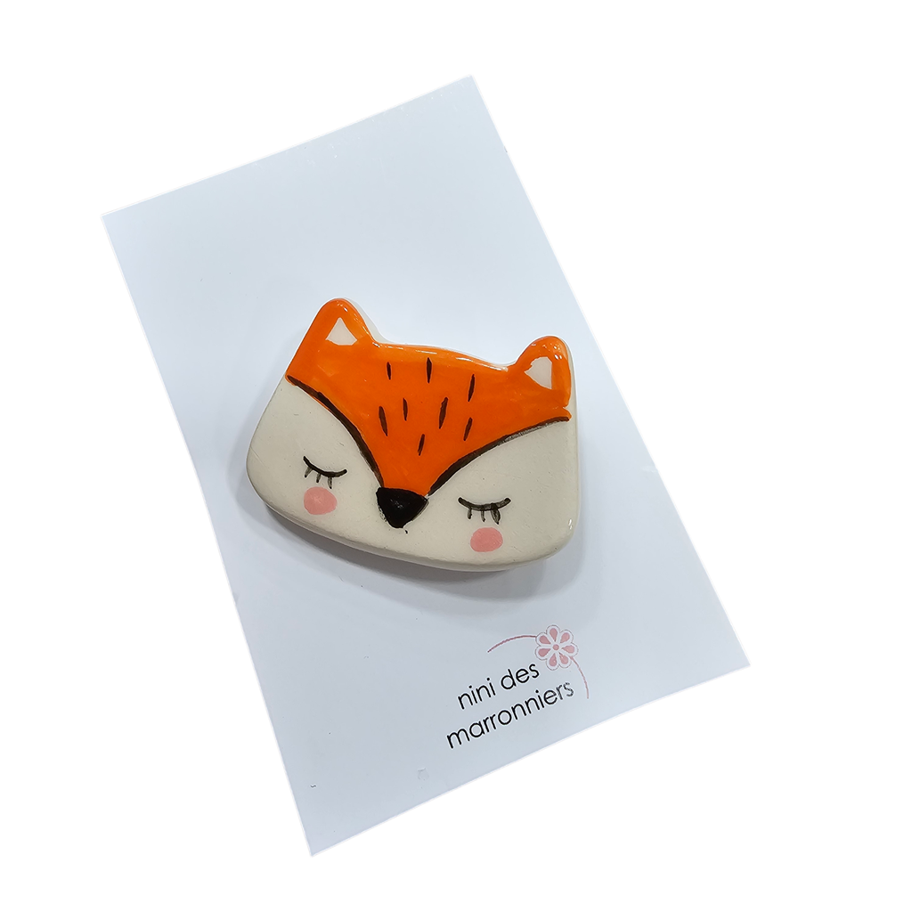 Broche céramique « Renard » – Nini des Marronniers