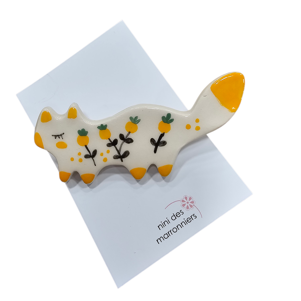 Broche céramique « Petit Renard » – Nini des Marronniers