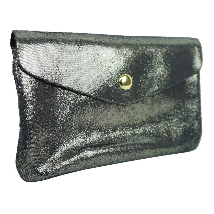 Grand porte-monnaie façon daim - Marine