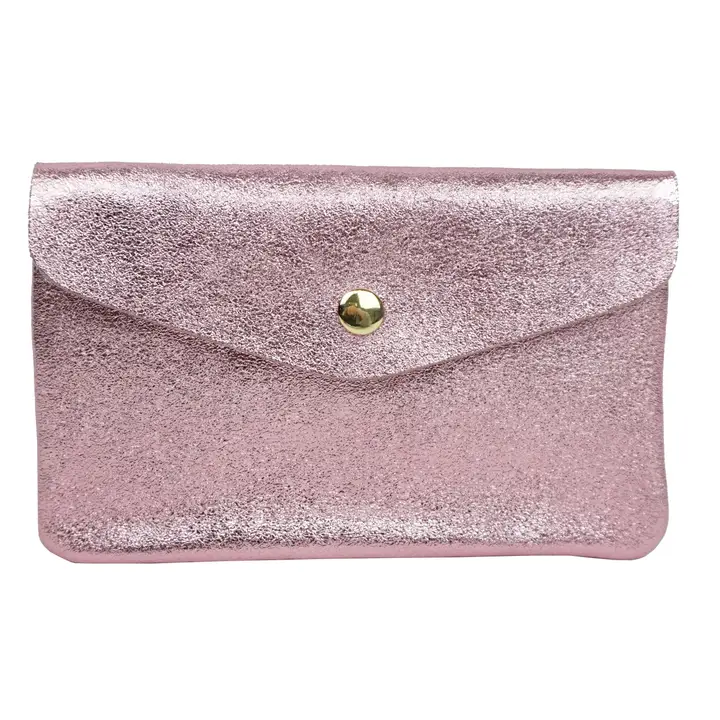 Grand porte-monnaie en cuir brillant - rose