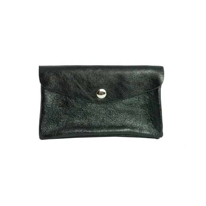 Grand porte-monnaie en cuir brillant - Noir