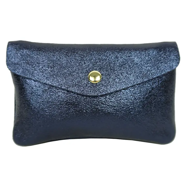 Grand porte-monnaie en cuir brillant - Marine