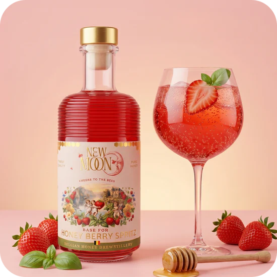 Spritz Miel & Fraise-Basilic 50 cl – Apéritif Artisanal Belge | Les P’tites Apicultrices