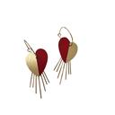 Boucles d’oreilles cœurs colorés mexicains EX VOTO - Rouge & Or - RB11