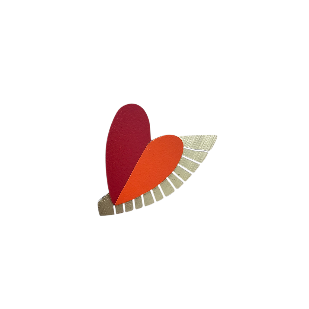 Broche cœur mexicain coloré doré *LOVE ME* - Rose Bouchon