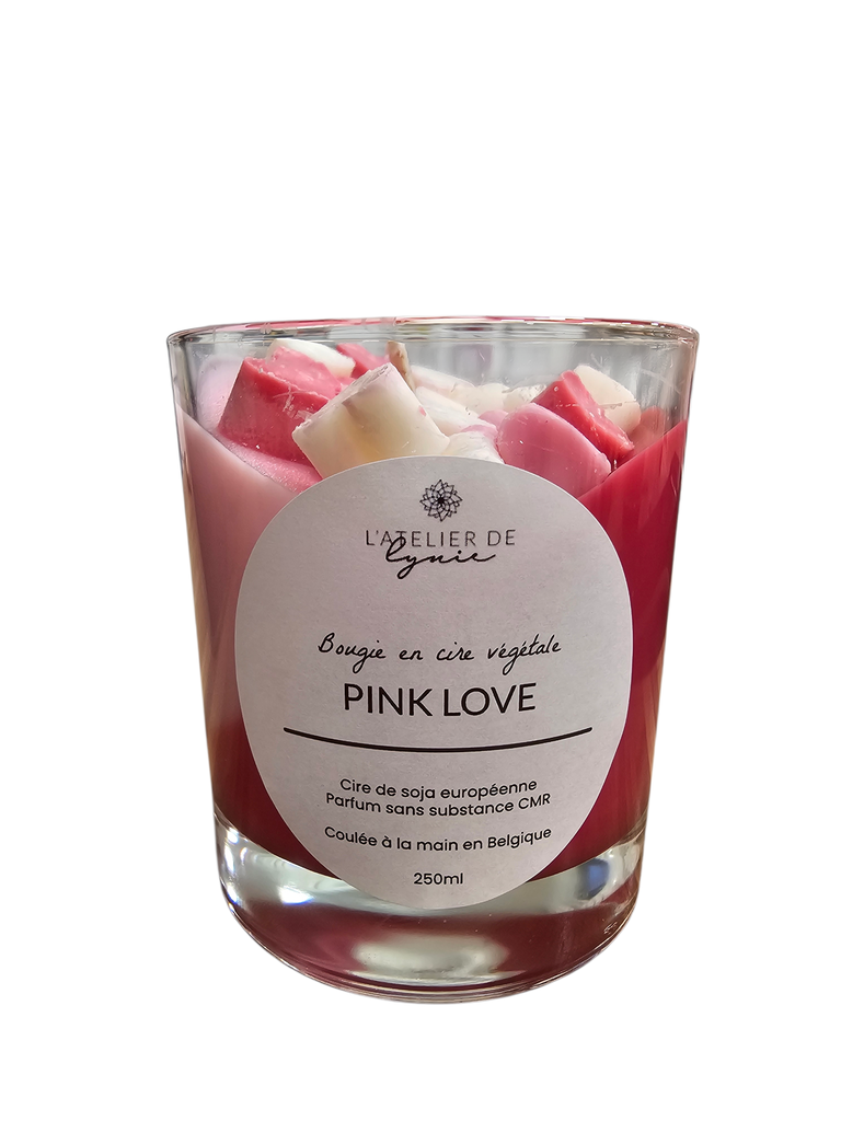 Bougie artisanale bicolore « Pink Love » – Atelier de Lynie