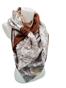 Ellecie - Foulard triangle beige et brun