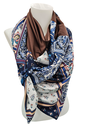 Ellecie - Foulard triangle bleu et brun - n°5