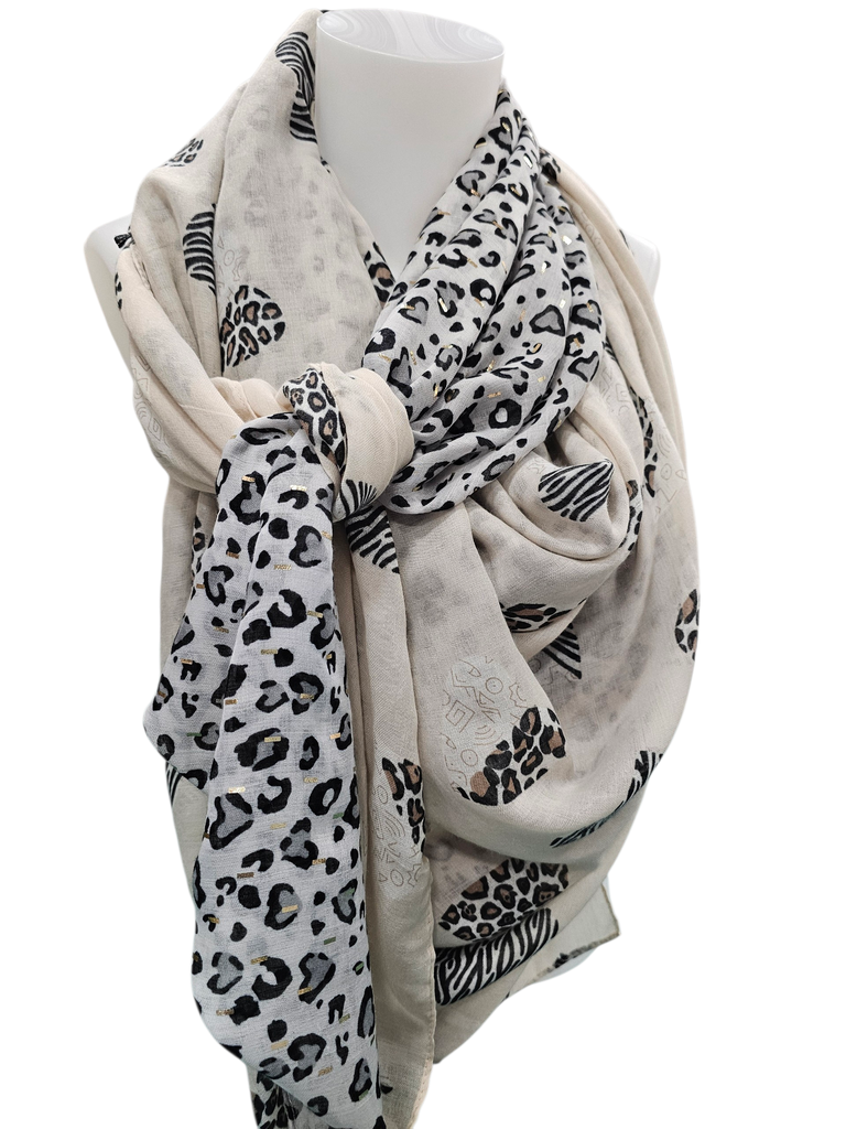 Foulard artisanal Anne Gaudry – Grand format - AG03 beige/noir coeur