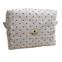 Trousse de toilette artisanale format moyen - Cœurs rouges – Lynie