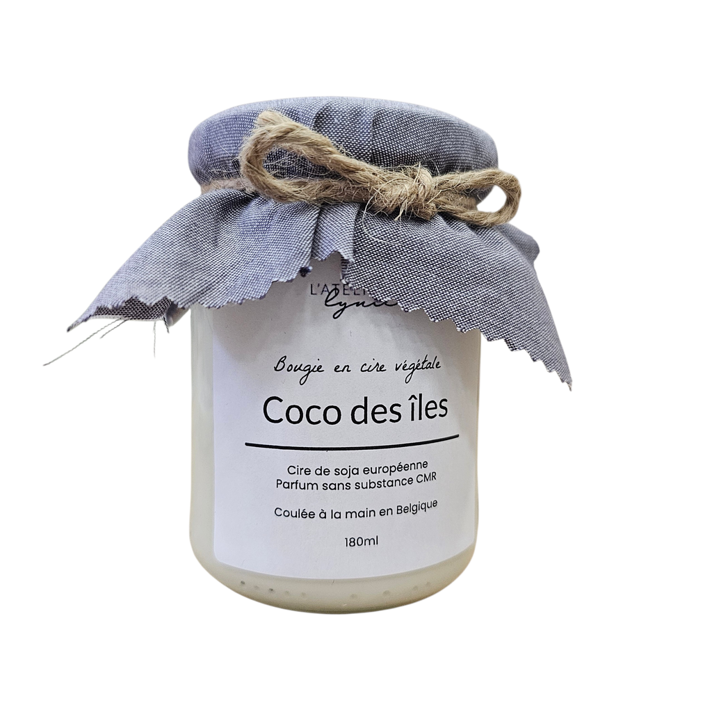 Bougie artisanale parfum Coco des îles – 180 ml | Atelier de Lynie