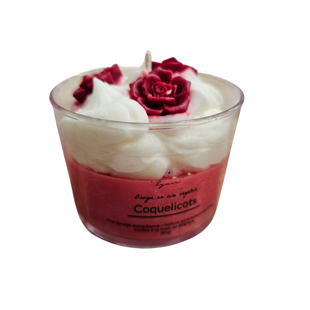 Bougie chantilly parfum Coquelicot – 180g | Bougie fleurie artisanale en cire de soja