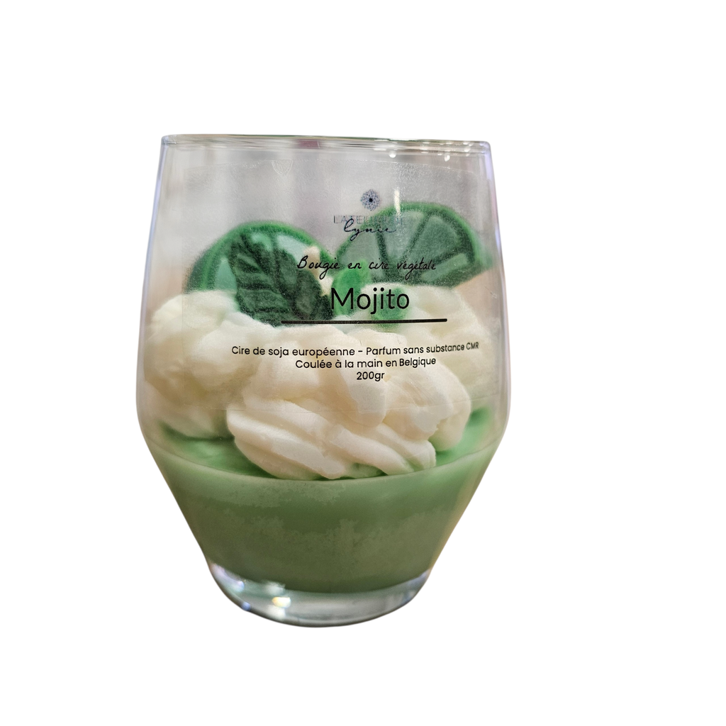 Bougie Mojito chantilly – 180g | Bougie parfumée citron vert & menthe artisanale