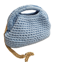 Sac crochet bleu ciel avec chaîne dorée – Sac tendance printemps été
