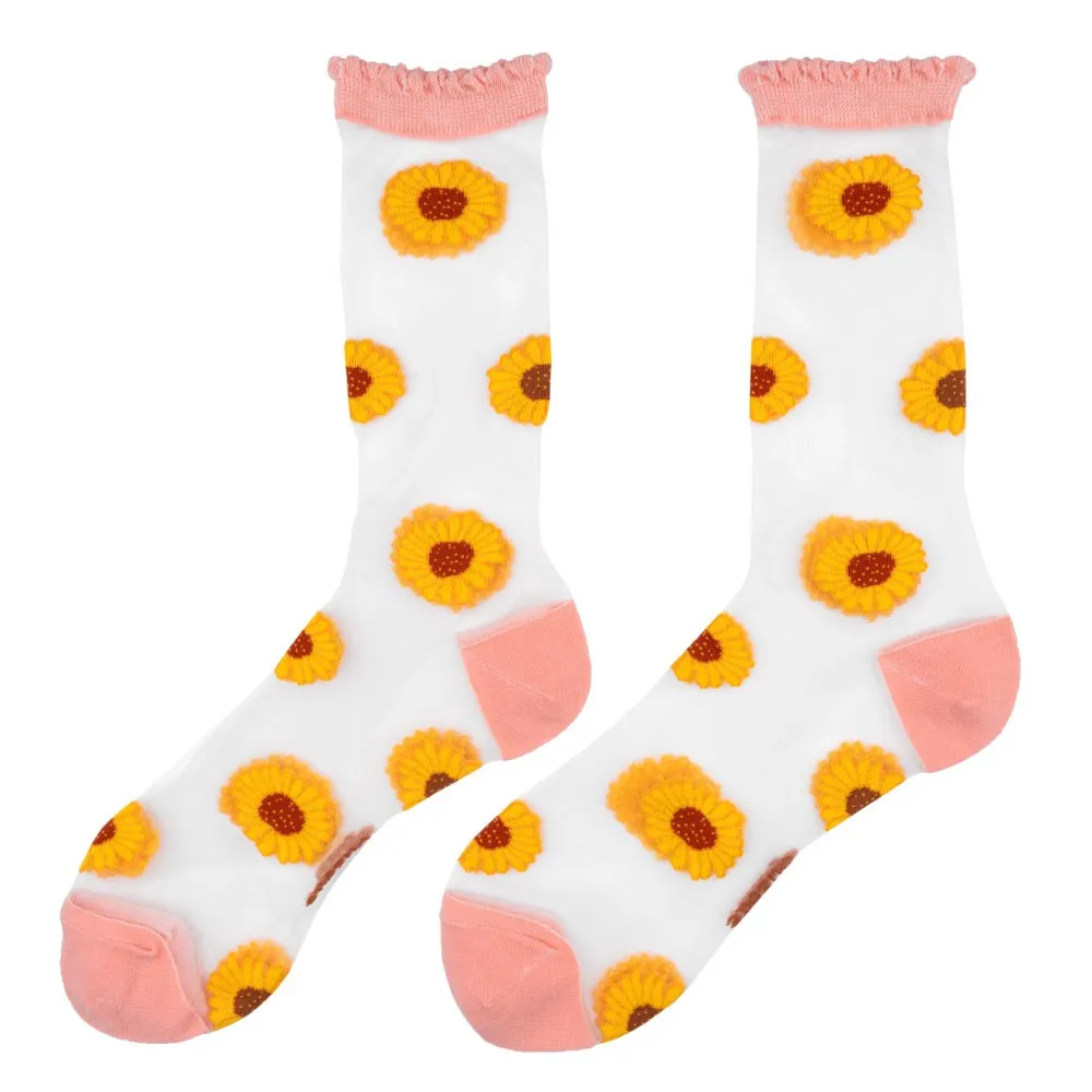 Chaussettes transparentes tournesol Coucou Suzette – Chaussettes femme originales