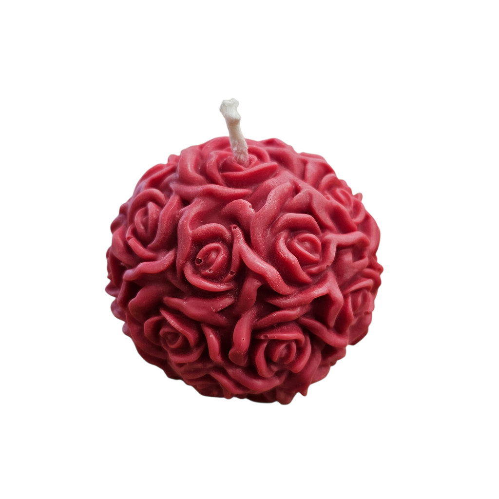 Bougie artisanale en cire de soja rouge en forme de rose – Déco naturelle et originale