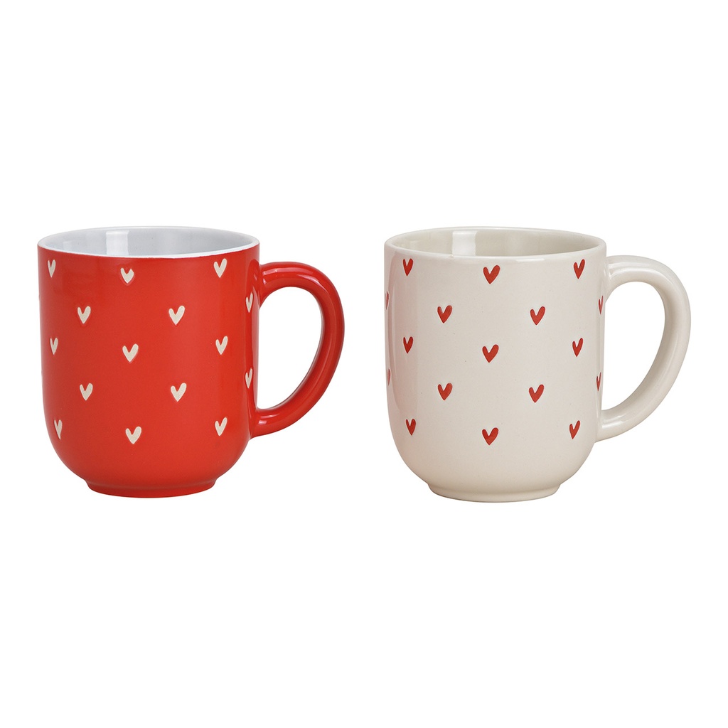 Mug rouge à cœurs en porcelaine – Tasse originale Wurm