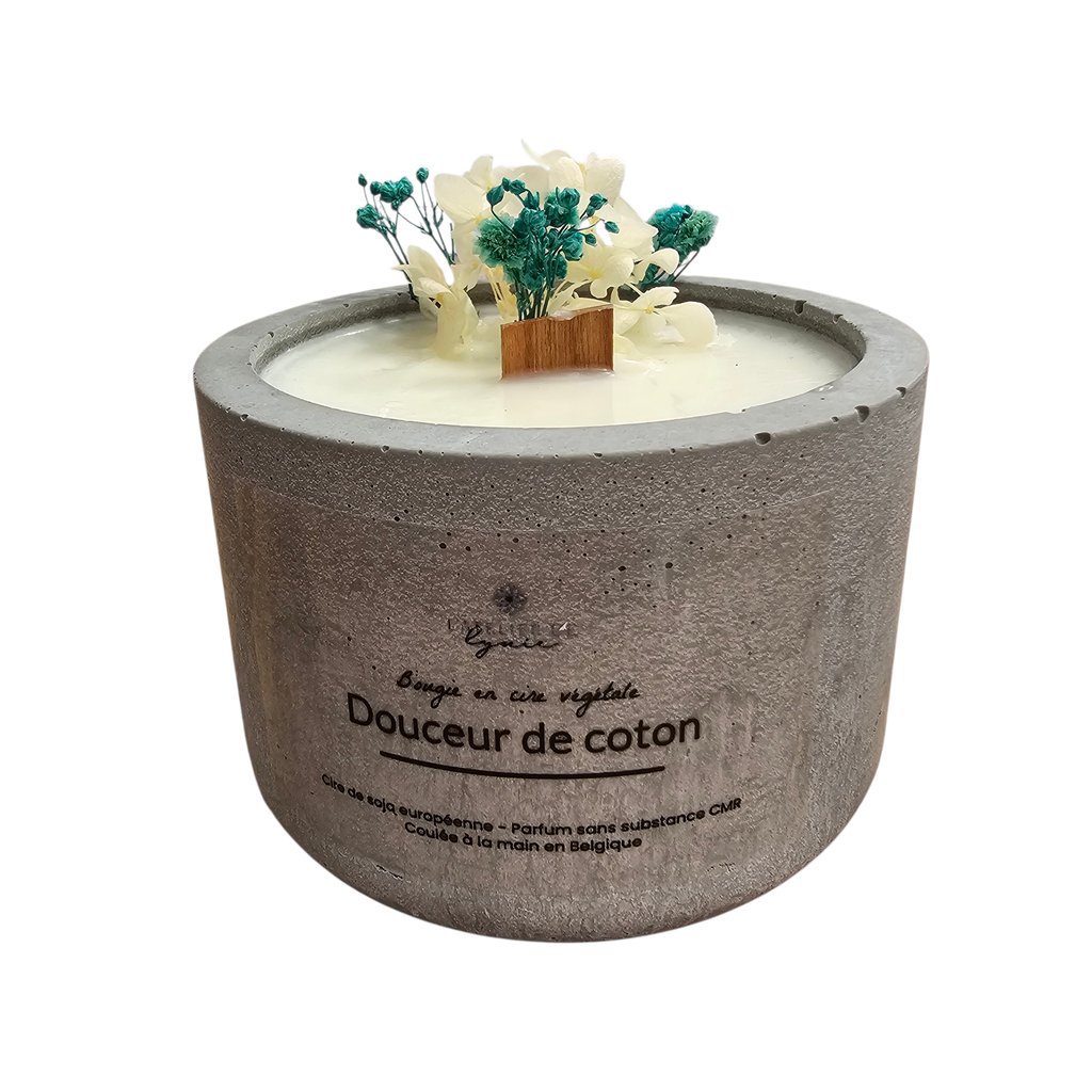 Bougie artisanale parfumée Douceur de coton – Cire végétale & Végan – Lynie