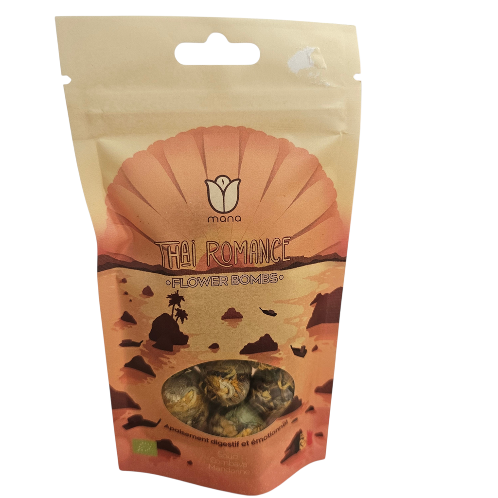 Mana Flower Bombs Thaï Romance – Tisane bio artisanale belge x10 – Infusion bien-être digestion & détente