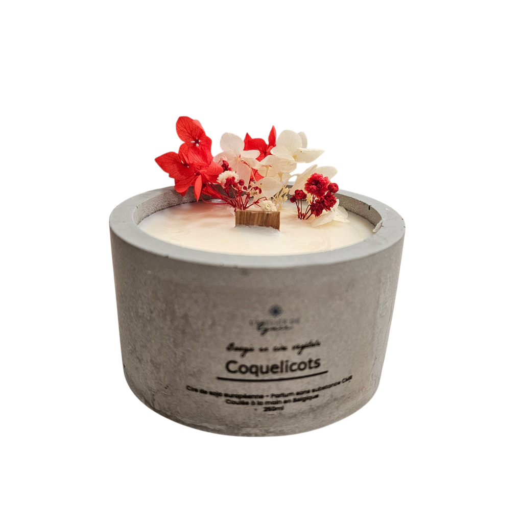Bougie artisanale parfumée Coquelicots– Cire végétale – Lynie