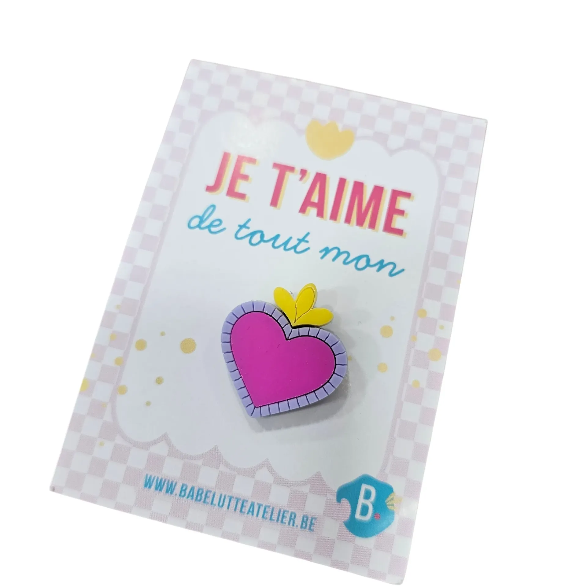 Pin's « Je t'aime de tout mon cœur » – Babelutte Atelier Belgique
