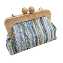 Sac porte-monnaie bleu tressé avec chaîne dorée – Sac tendance printemps été