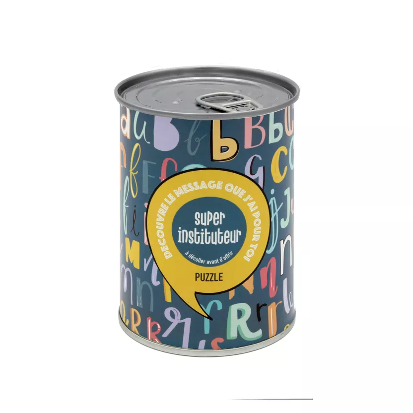 Puzzle surprise en boîte de conserve – Instituteur | Mauvaises Graines – Cadeau original