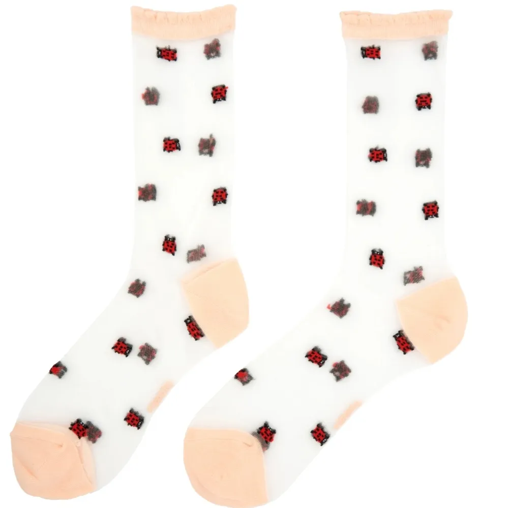 Chaussettes transparentes coccinelles – Coucou Suzette | Chaussettes femme fantaisie originales made in France
