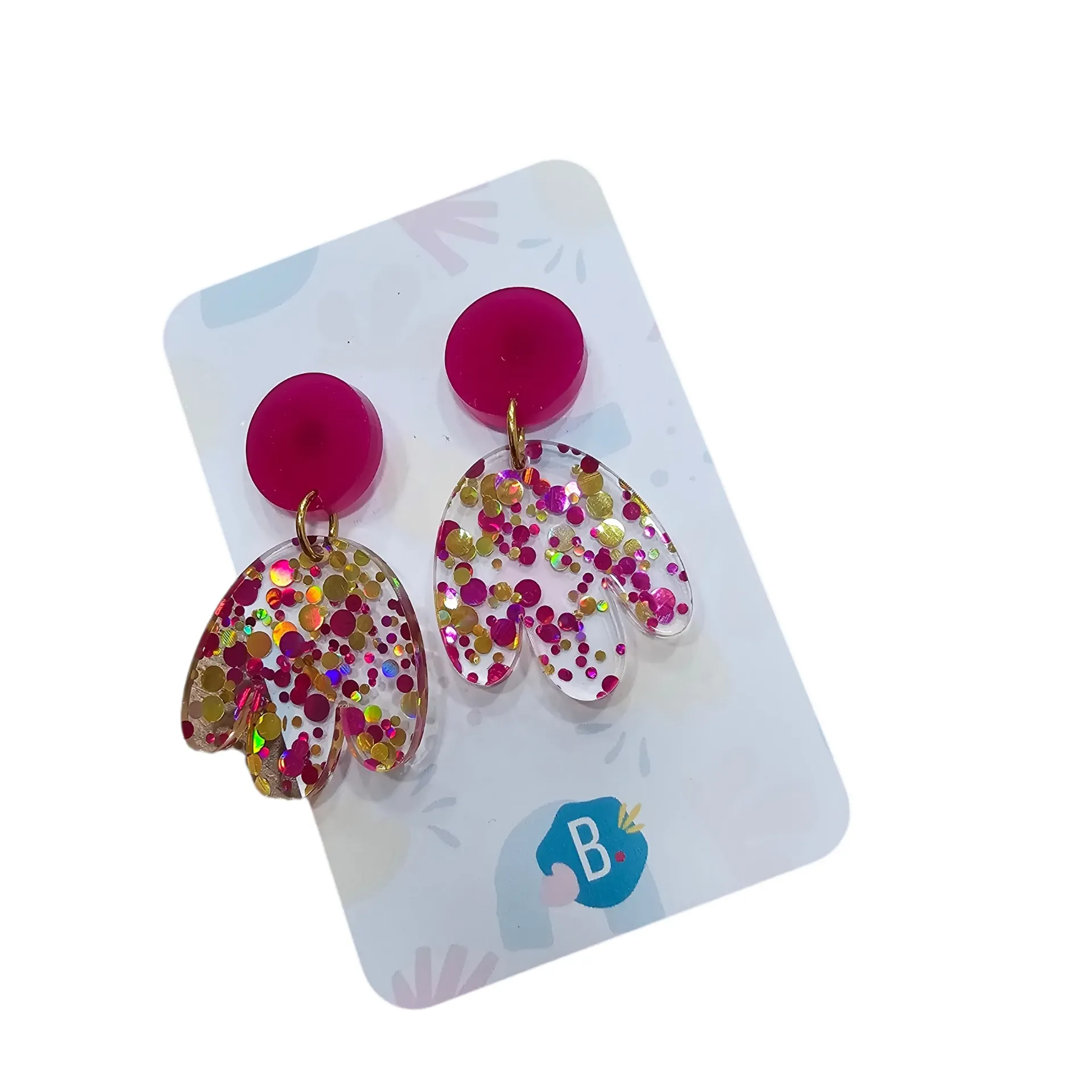 Boucles d’Oreilles Babelutte Création – Bijoux Colorés en Plexiglas - fuschia / multicolore