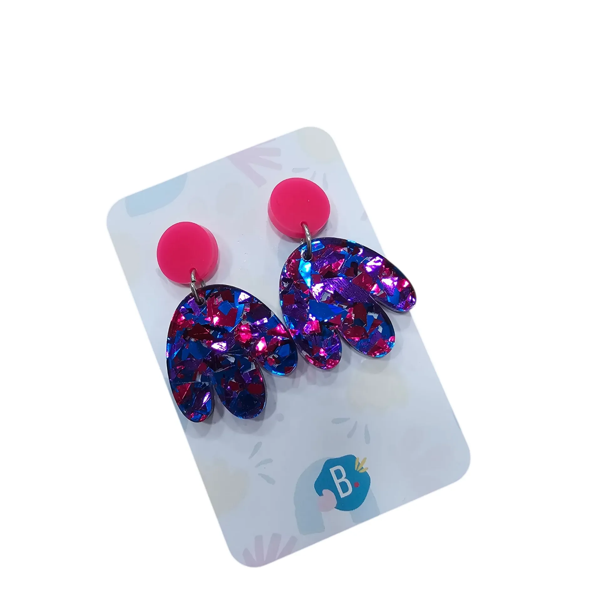 Boucles d’Oreilles Babelutte Création – Bijoux Colorés en Plexiglas - multicolore bleu