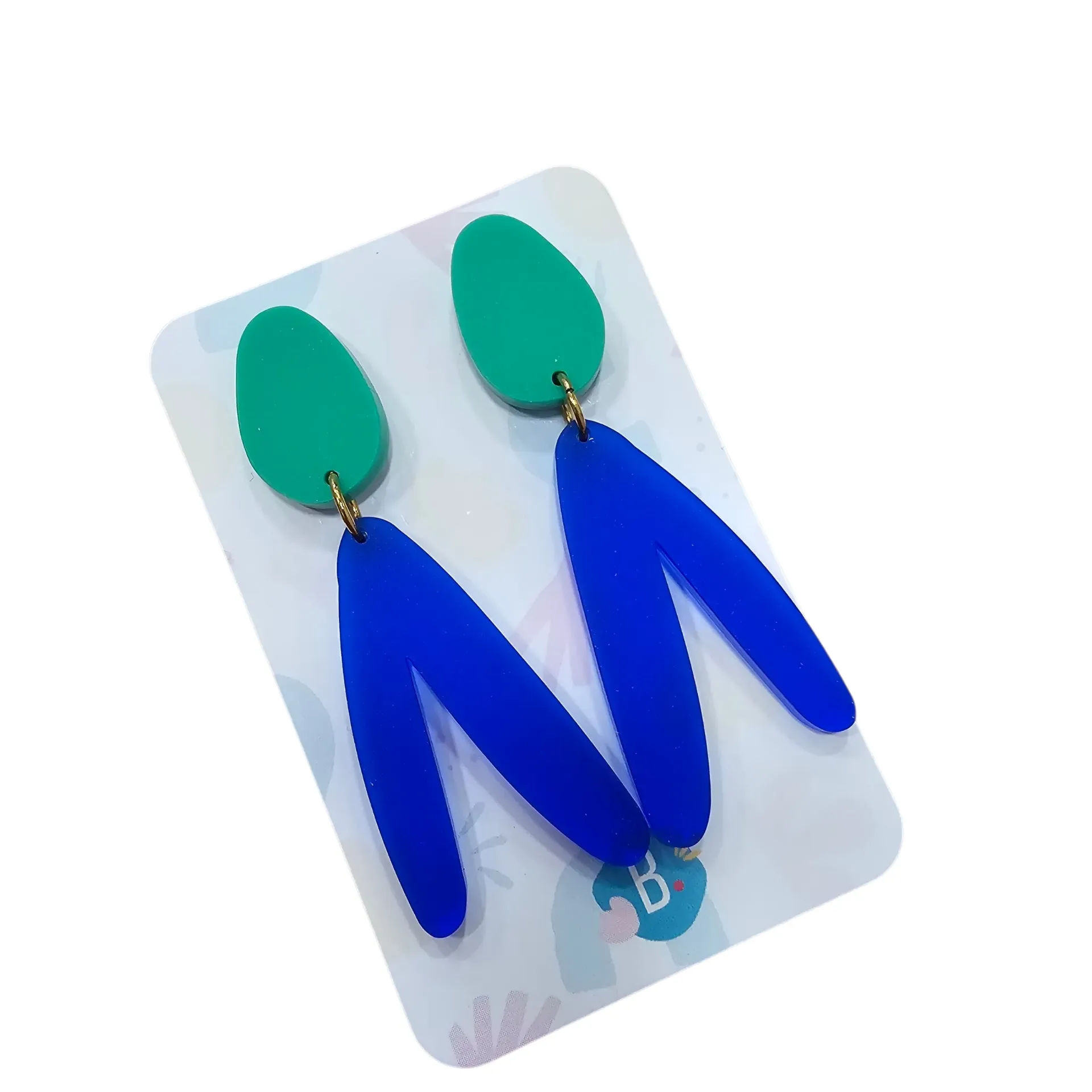 Boucles d’Oreilles Babelutte Création – Bijoux Colorés en Plexiglas - V bleu