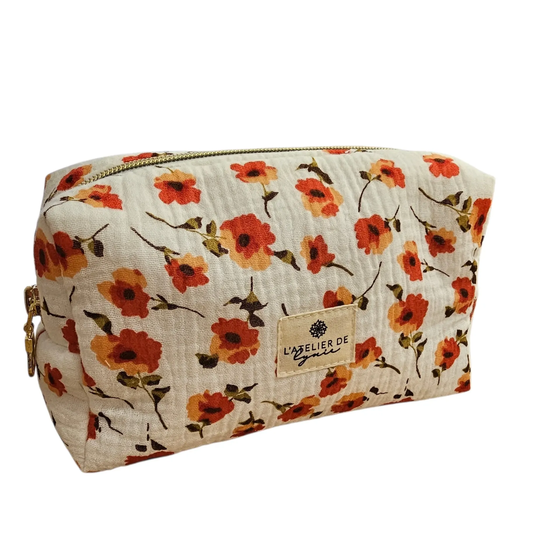Petite Trousse de Toilette Coquelicots en Double Gaze – Confection artisanale - Lynie