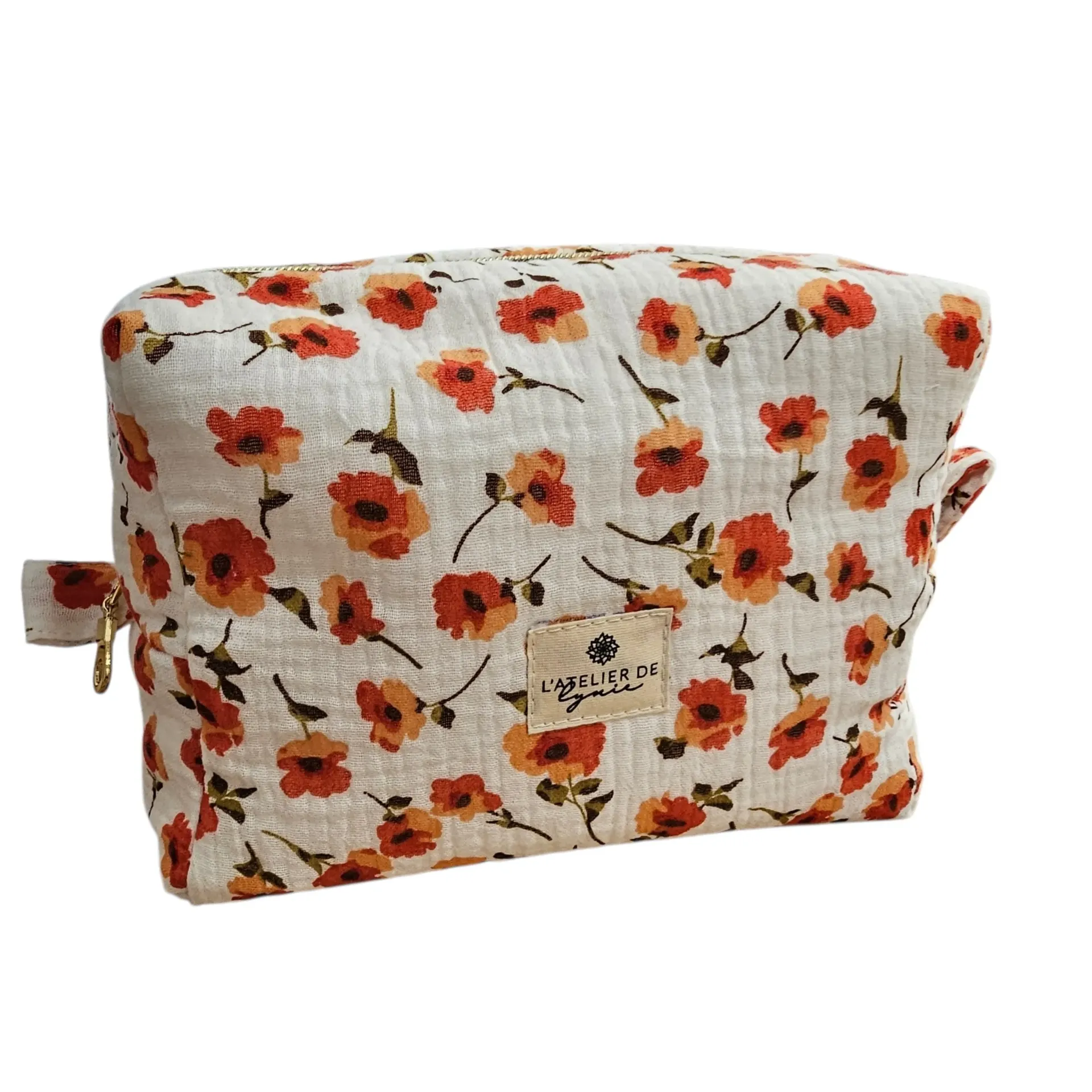 Trousse de Toilette Coquelicots Format Moyen – Confection artisanale - Lynie