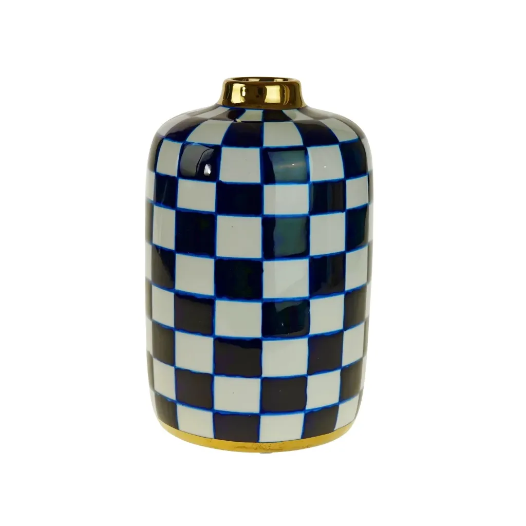 Vase Harlekin bleu, blanc & or – Werner Voss