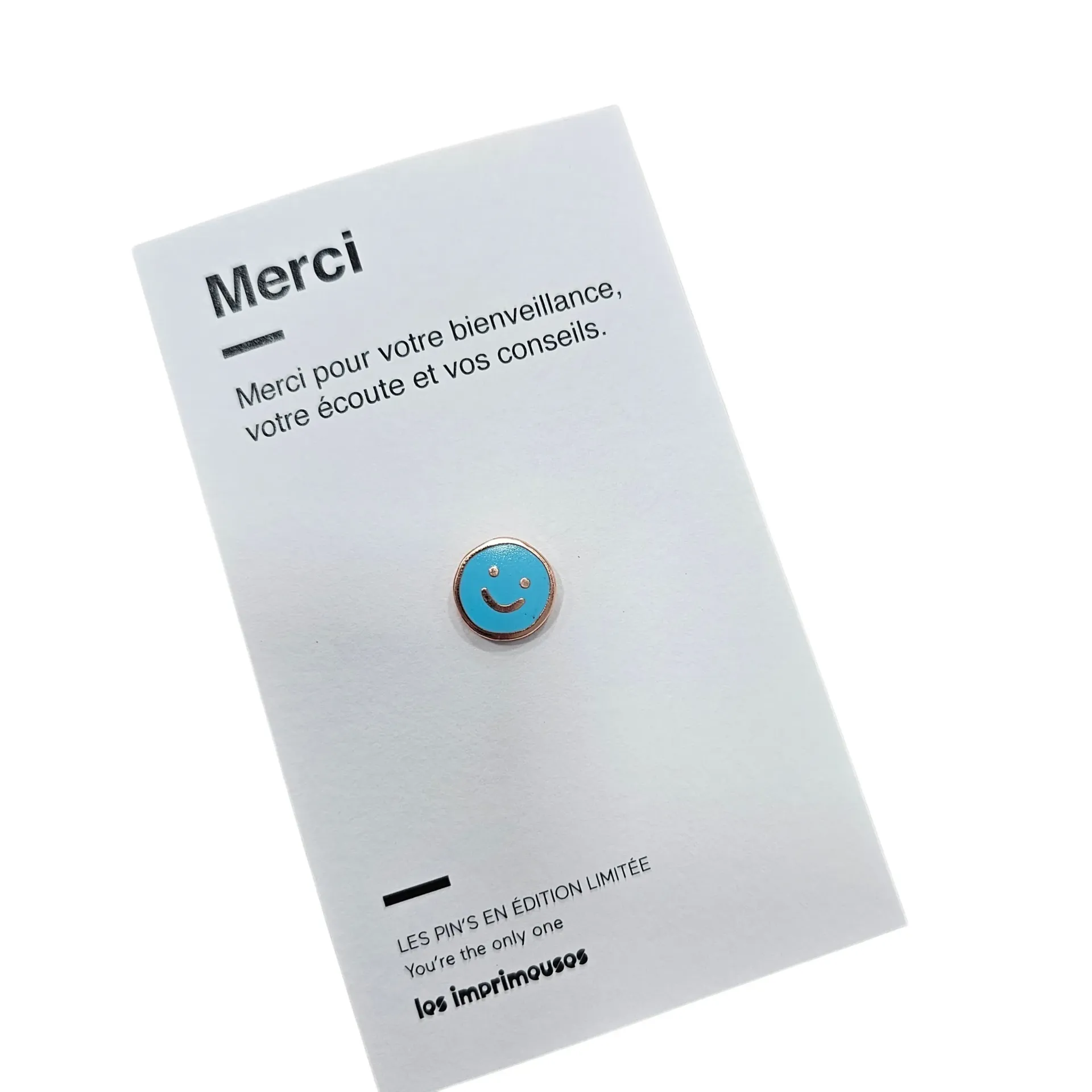 Pin's "Smiley bleu" Fin d’Année Scolaire – Les Imprimeuses